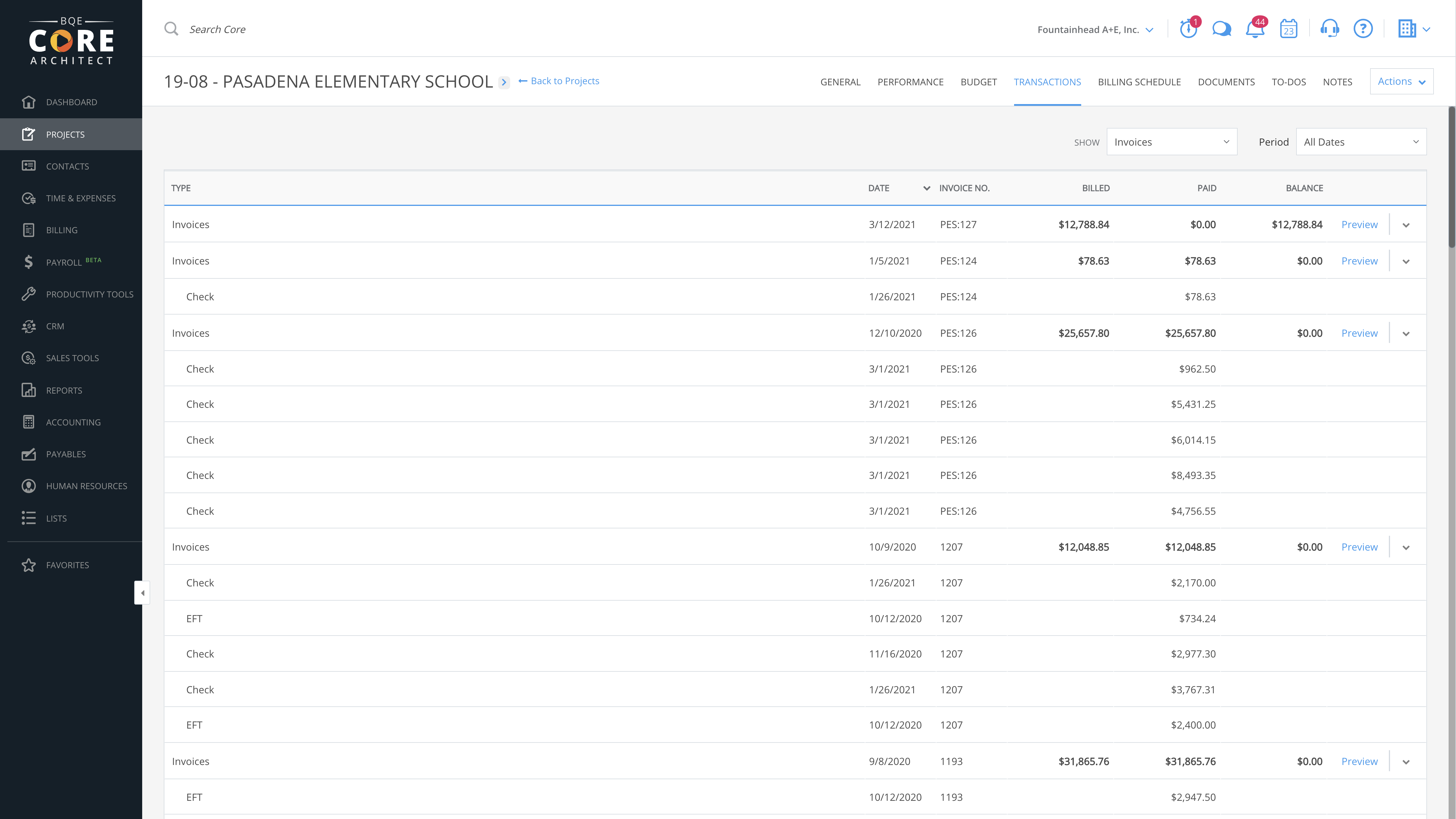 Project - Transactions - Invoices - Light